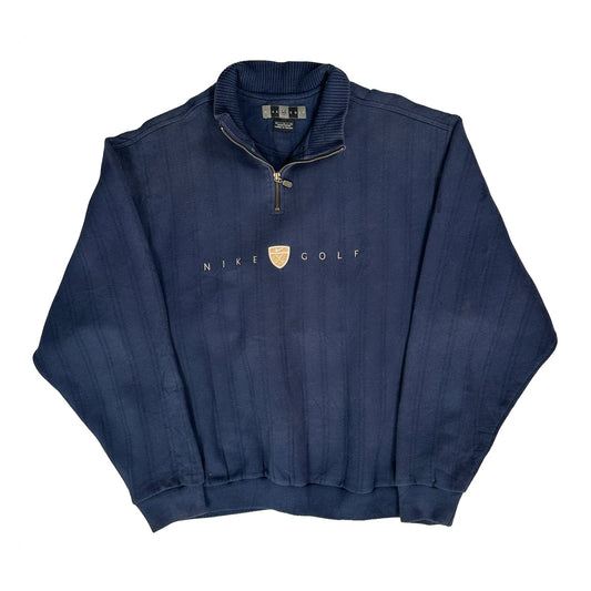 Nike Golf 1/4 Zip - Large Navy Cotton