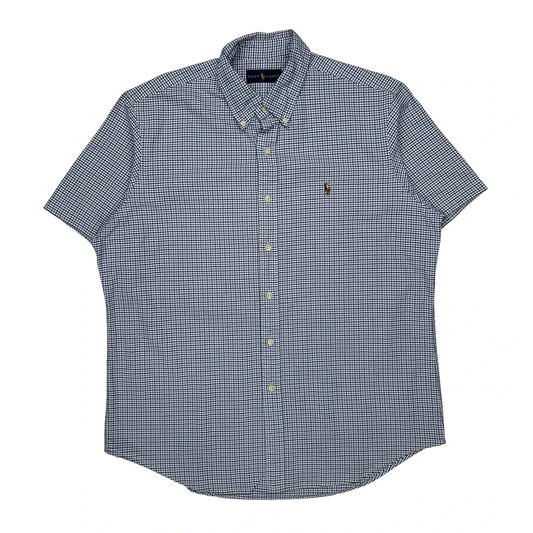 Ralph Lauren Checked Short Sleeve Shirt - Large Blue Cotton