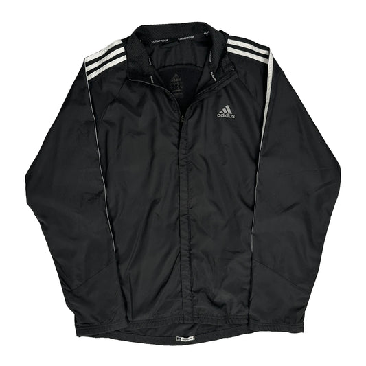 Vintage Climaproof Adidas Striped Windbreaker - XL Black Polyester