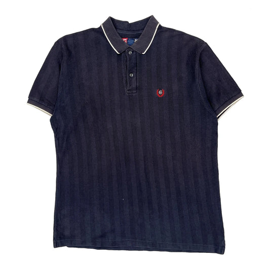 Chaps Ralph Lauren Striped Polo Shirt - Large Navy Cotton