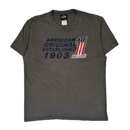 Coronado Beach Harley Davidson Graphic T-Shirt - Large Grey Cotton