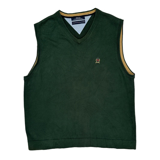 Tommy Hilfiger Sweater Vest - Large Green Cotton
