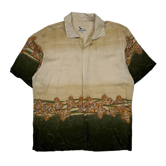 Randy River Floral Hawaiian Shirt - Medium Beige Cotton