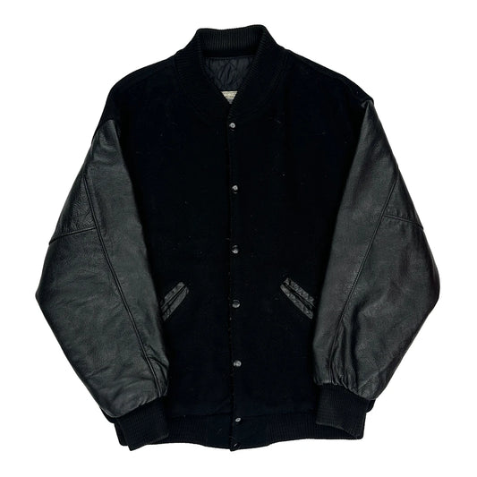 Steer Varsity Jacket - Medium Black Leather