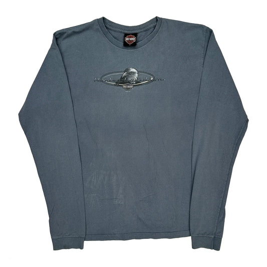 Classic Motorcycles Harley Davidson Graphic Long Sleeve T-Shirt - Large Grey Cotton