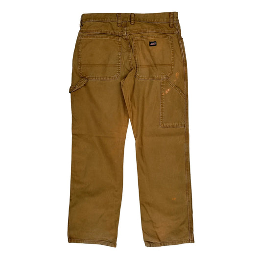 Dickies Double Knee Carpenter Trousers - 32W 30L Brown Cotton