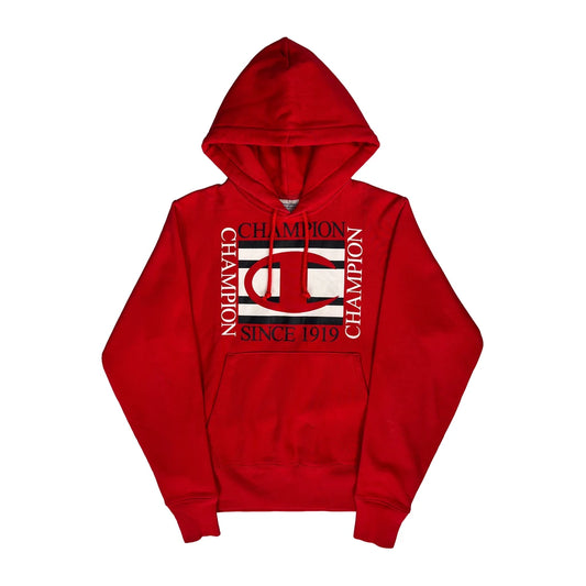 Reverse Weave Champion Hoodie - Small Red Cotton Blend