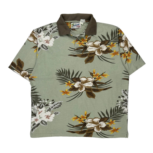 Reservoir Floral Hawaiian Shirt - XL Green Cotton
