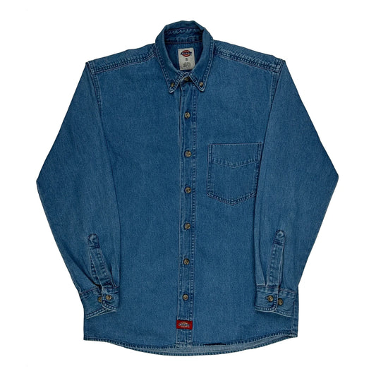 Vintage Dickies Denim Shirt - Small Blue Cotton