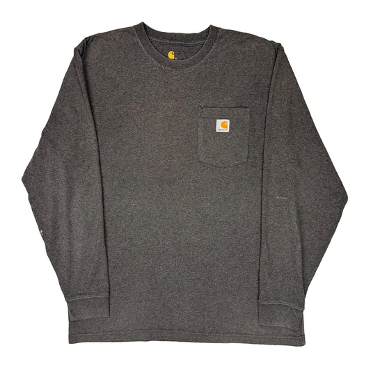 Carhartt Long Sleeve T-Shirt - Large Grey Cotton