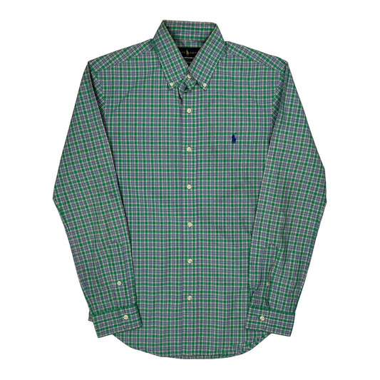 Slim Fit Ralph Lauren Checked Shirt - Small Green Cotton