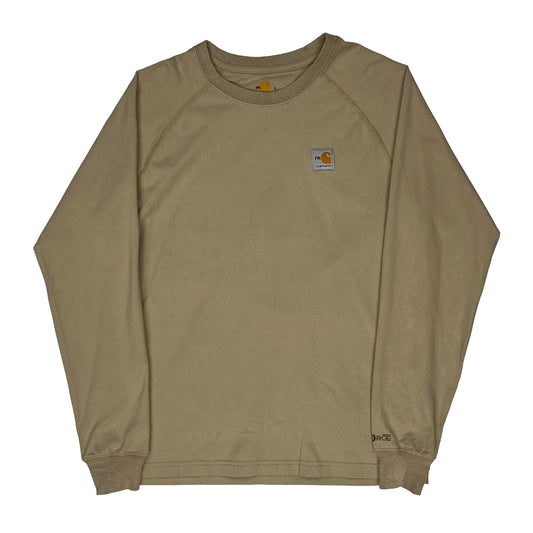 Carhartt Long Sleeve T-Shirt - Small Beige Cotton