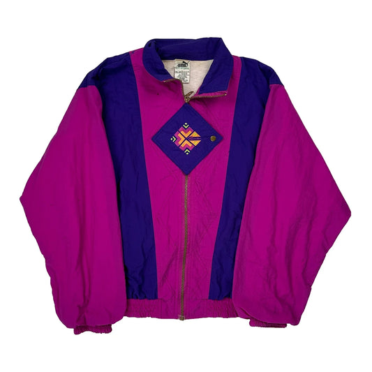 Puma Patch Zip Cover Windbreaker - Large Purple Nylon
