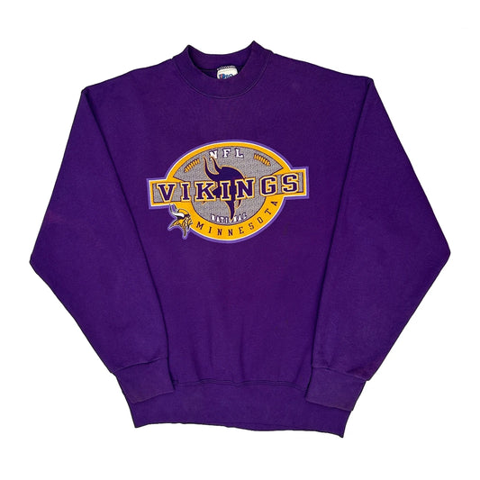 Made In USA, Minnesota Vikings Pro Player Nfl Sweatshirt - Large Purple Cotton Blend
