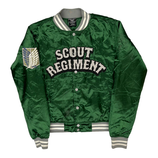 Attack On Titan Unbranded Graphic Varsity Jacket - XS Green Polyester