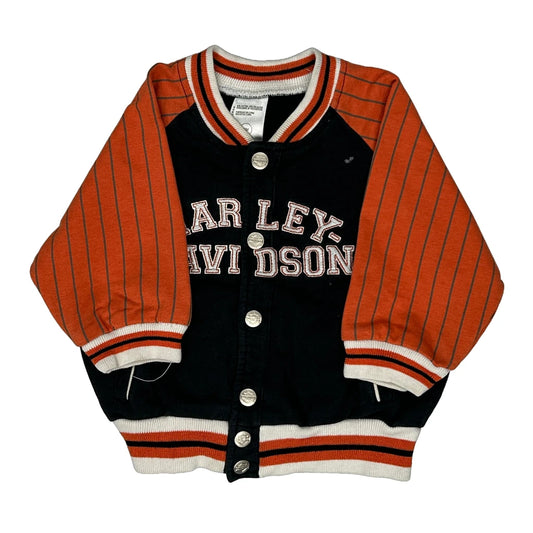 Age 12 Months Harley Davidson Striped Varsity Jacket - 2XS Black Cotton Blend