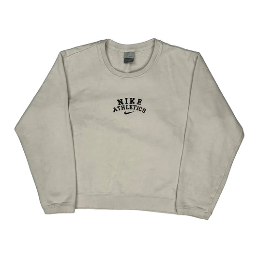 Vintage Nike Athletics Spellout Sweatshirt - Large Cream Cotton