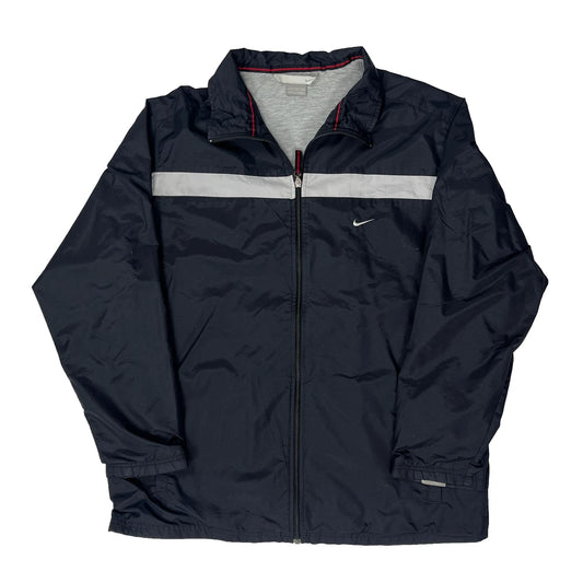Nike Striped Windbreaker - XL Navy Nylon