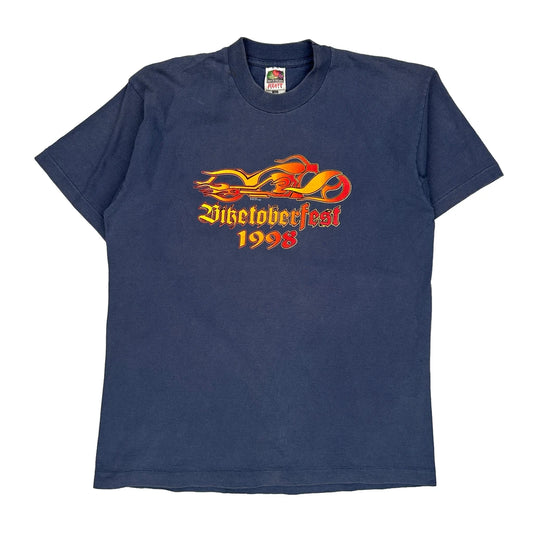 Daytona 1998 Fruit Of The Loom Single Stitch T-Shirt - Large Blue Cotton
