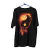 Vintage black Spiral T-Shirt - mens xx-large