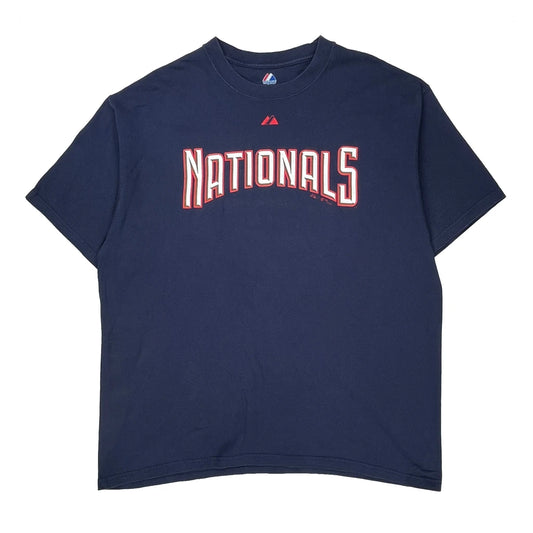 Nationals Majestic Mlb T-Shirt - XL Navy Cotton