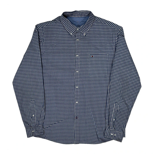 Vintage Tommy Hilfiger Checked Shirt - Large Blue Cotton