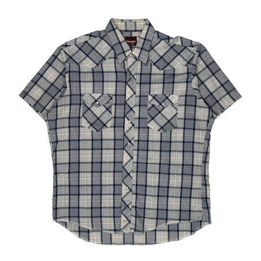 Wrangler Checked Short Sleeve Shirt - XL Blue Cotton