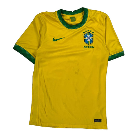 Brazil Nike Football Shirt - Small Yellow Polyester