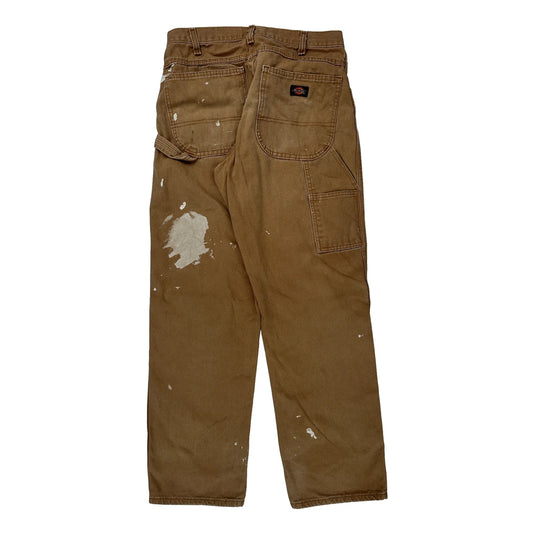 Dickies Double Knee Carpenter Trousers - 30W 31L Brown Cotton