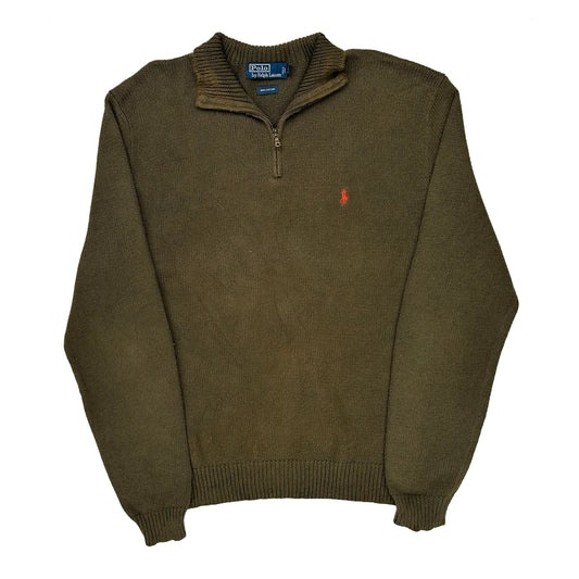 Vintage Polo By Ralph Lauren 1/4 Zip - XL Brown Cotton