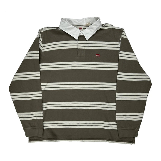 Levis Striped Rugby Shirt - 2XL Brown Cotton