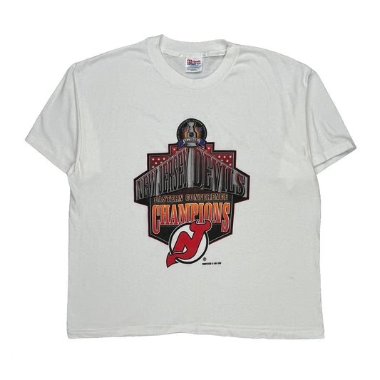 New Jersey Devils Hanes Graphic T-Shirt - XL White Cotton Blend