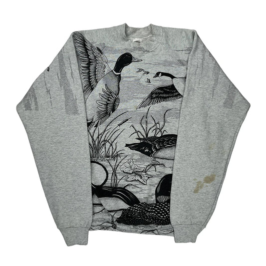 Fruit Of The Loom Graphic Sweatshirt - XL Grey Cotton Blend