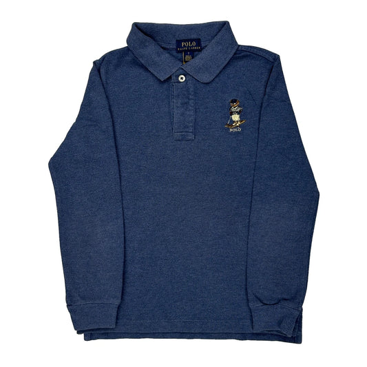 Vintage Age 7 Polo Bear Polo By Ralph Lauren Polo Shirt - Small Blue Cotton