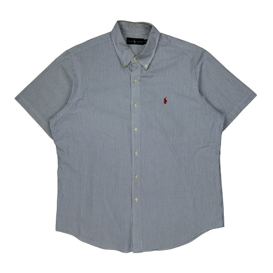 Ralph Lauren Striped Short Sleeve Shirt - XL Blue Cotton