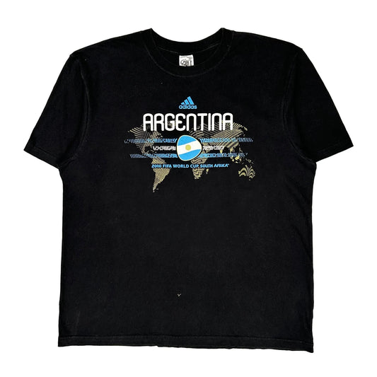 2010 Fifa World Cup Argentina Adidas Graphic T-Shirt - XL Black Cotton