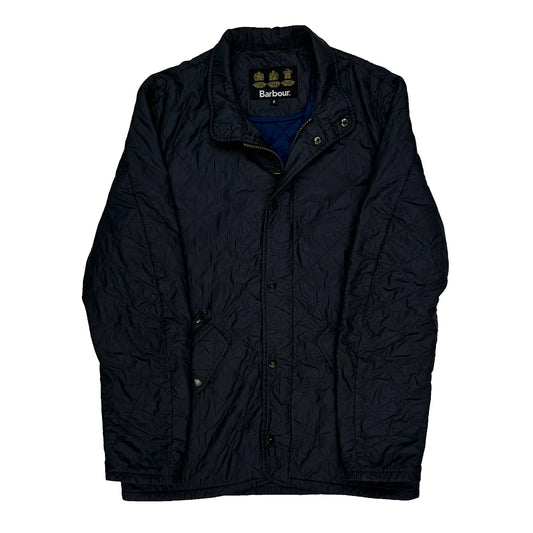 Vintage Barbour Quilted Jacket - Medium Navy Polyester