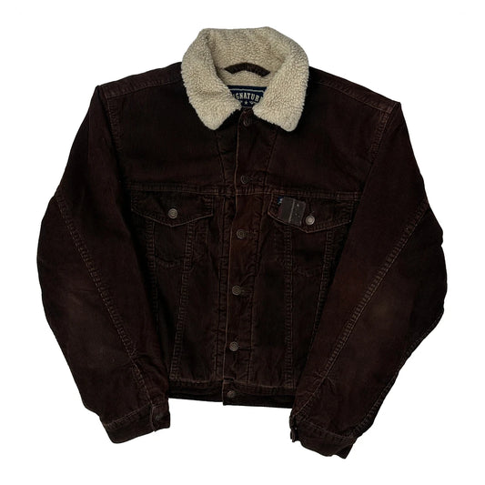 Sherpa Lined Signature By Levis Cropped Cord Jacket - Small Brown Corduroy