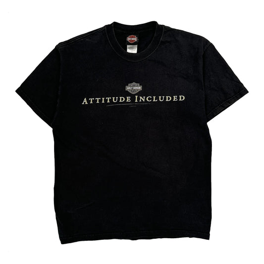 Attitude Included Harley Davidson Graphic T-Shirt - Large Black Cotton