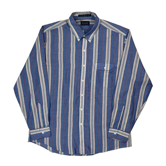 Levis Striped Shirt - XL Blue Polyester Blend