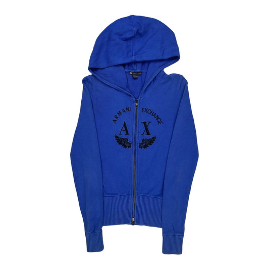 Vintage Armani Exchange Hoodie - Medium Blue Cotton