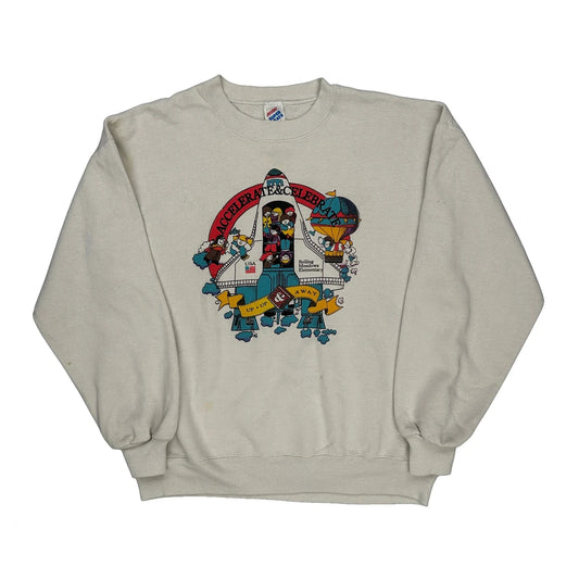 Accelerate & Celebrate Jerzees Graphic Sweatshirt - Large Cream Cotton Blend