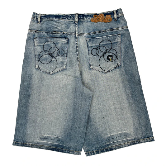 Akademiks Denim Shorts - 36W 13L Light Wash Denim