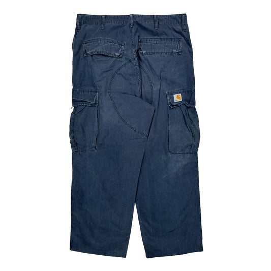 Carhartt Cargo Trousers - 34W 27L Blue Cotton