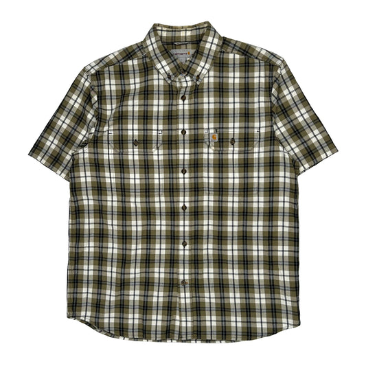 Carhartt Checked Short Sleeve Shirt - Large Black Cotton