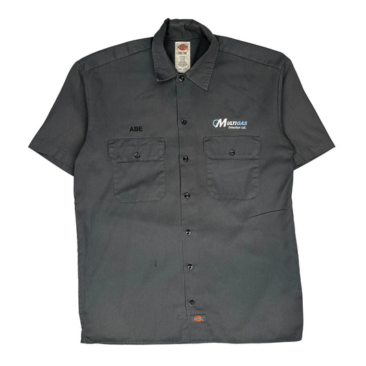 Vintage Dickies Short Sleeve Shirt - Medium Grey Polyester Blend