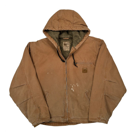 Sherpa Lined Bear Surf Boards Workwear Jacket - Large Brown Cotton