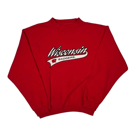 Wisconsin Badgers Logo Athletics College Sweatshirt - Large Red Cotton