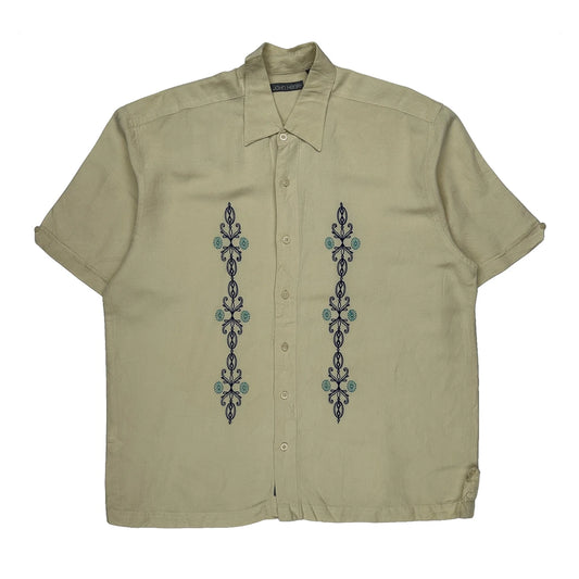 John Henry Hawaiian Shirt - XL Beige Linen Blend