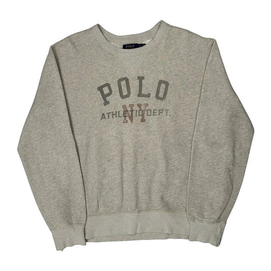 Polo By Ralph Lauren College Sweatshirt - XL Grey Cotton